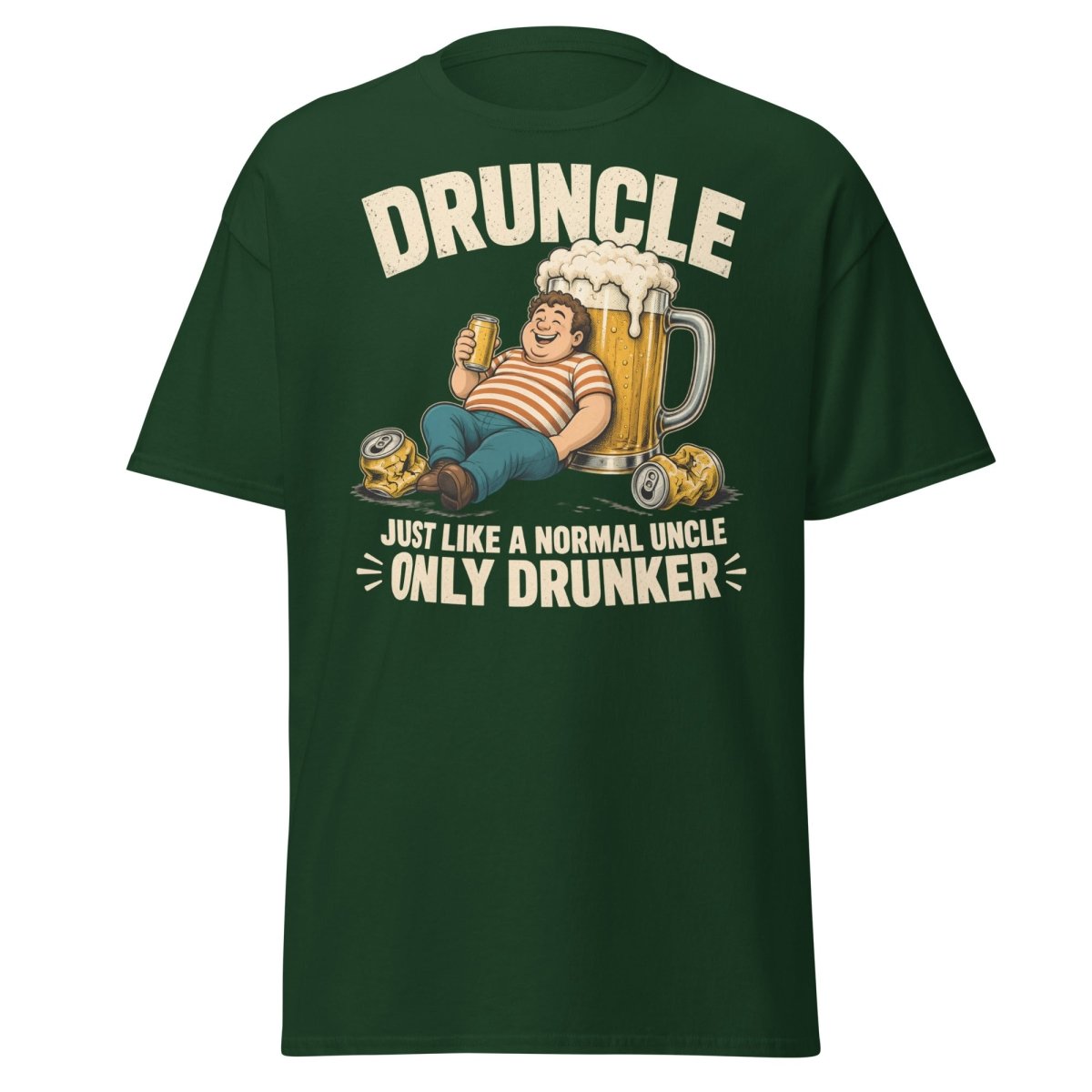 Druncle Funny Drunk Uncle T-Shirt Graphic Tee - Forest Green - TeeRipple