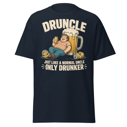 Druncle Funny Drunk Uncle T-Shirt Graphic Tee - Navy - TeeRipple