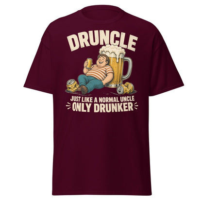 Druncle Funny Drunk Uncle T-Shirt Graphic Tee - Maroon - TeeRipple