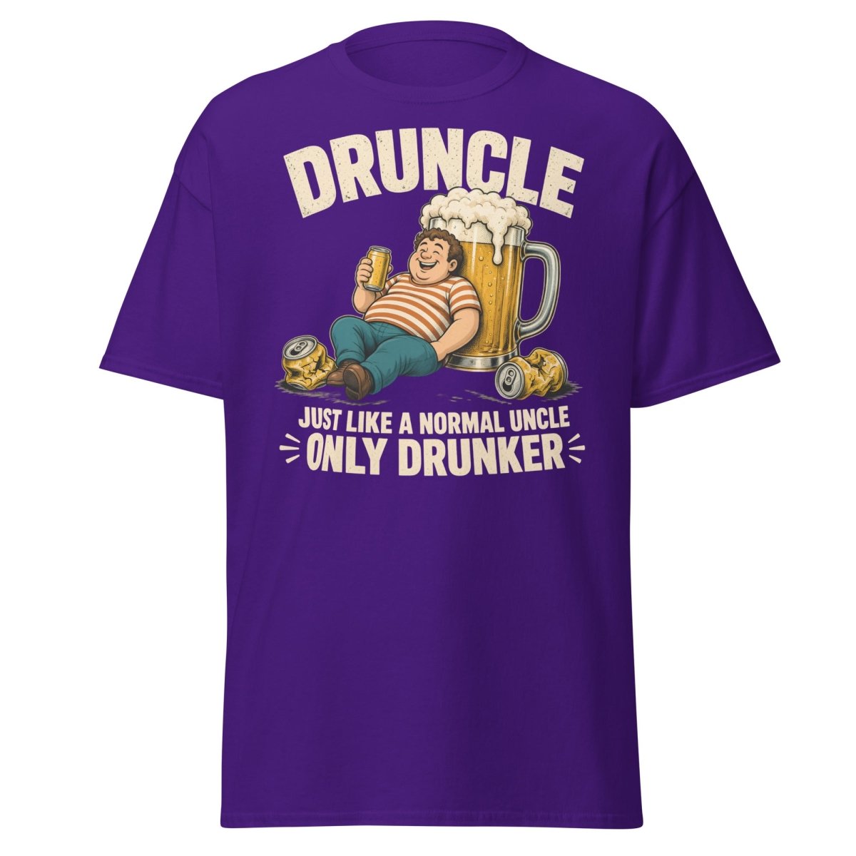 Druncle Funny Drunk Uncle T-Shirt Graphic Tee - Purple - TeeRipple