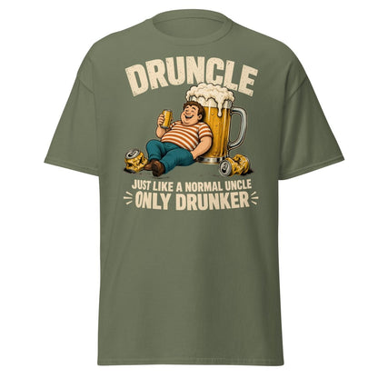Druncle Funny Drunk Uncle T-Shirt Graphic Tee - Military Green - TeeRipple