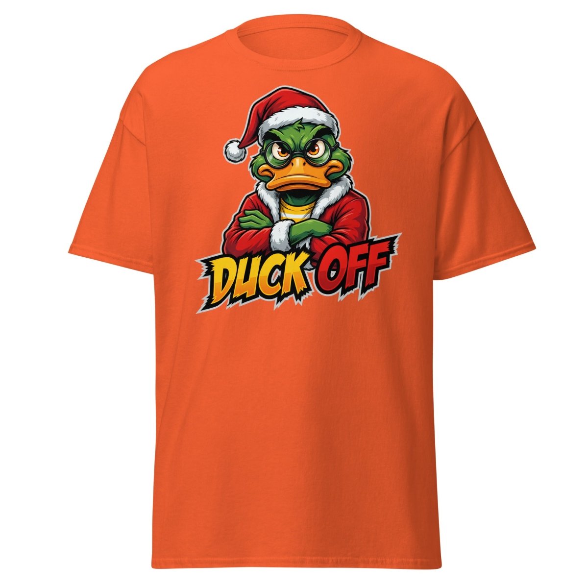 Duck Off Grumpy Santa Duck T-Shirt – Funny Christmas Tee - Orange - TeeRipple