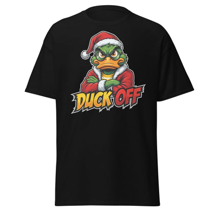 Duck Off Grumpy Santa Duck T-Shirt – Funny Christmas Tee - Black - TeeRipple