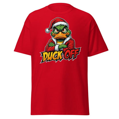 Duck Off Grumpy Santa Duck T-Shirt – Funny Christmas Tee - Red - TeeRipple