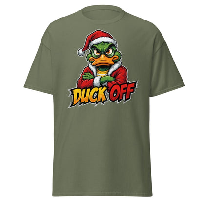 Duck Off Grumpy Santa Duck T-Shirt – Funny Christmas Tee - Military Green - TeeRipple