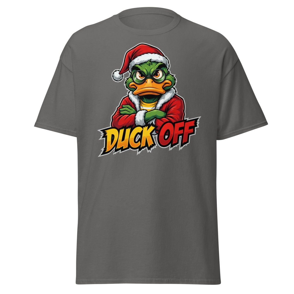 Duck Off Grumpy Santa Duck T-Shirt – Funny Christmas Tee - Charcoal - TeeRipple