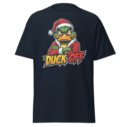 Duck Off Grumpy Santa Duck T-Shirt – Funny Christmas Tee - Navy - TeeRipple