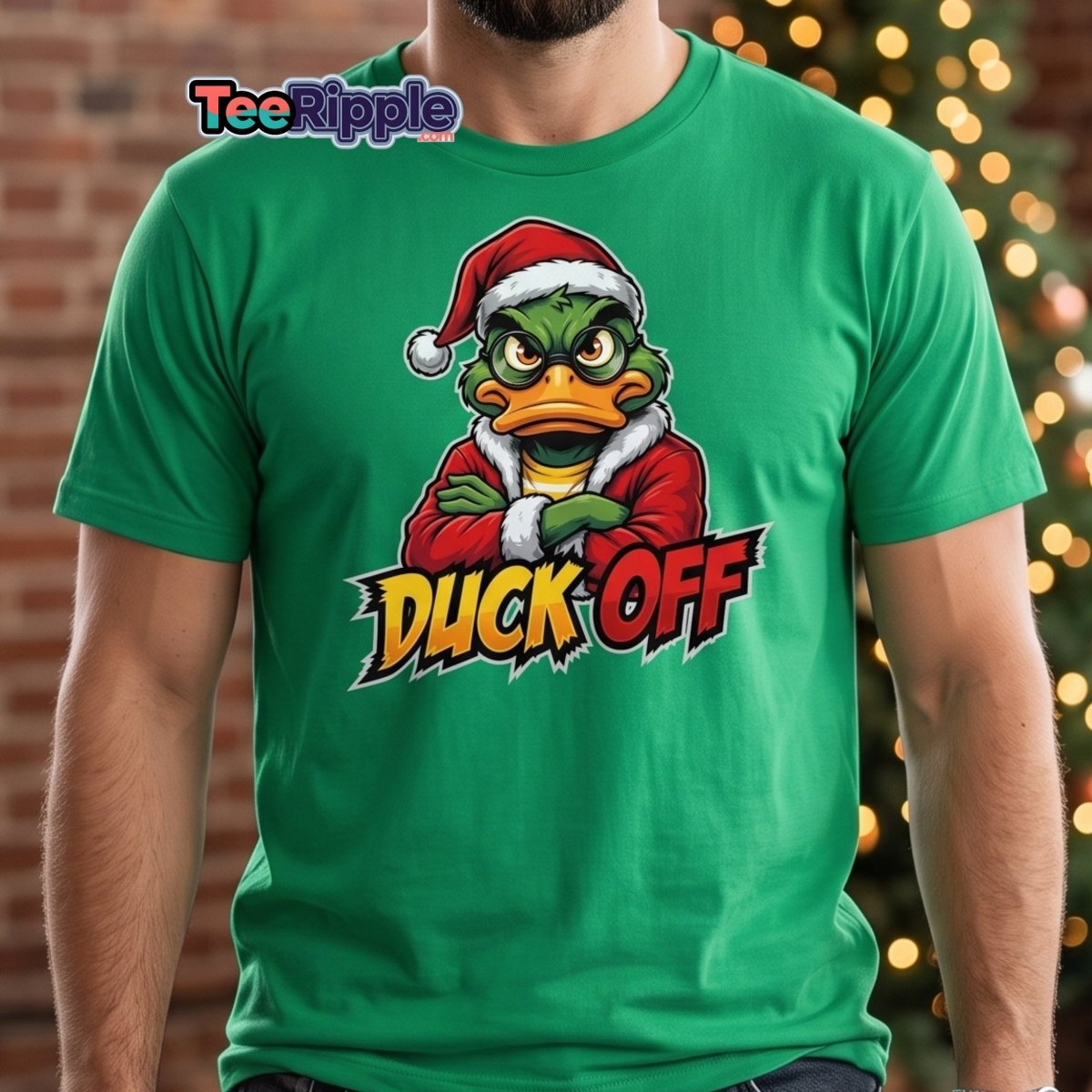 Duck Off Grumpy Santa Duck T-Shirt – Funny Christmas Tee - Maroon - TeeRipple