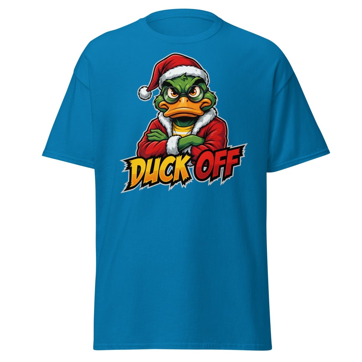 Duck Off Grumpy Santa Duck T-Shirt – Funny Christmas Tee - Sapphire - TeeRipple
