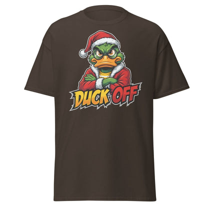 Duck Off Grumpy Santa Duck T-Shirt – Funny Christmas Tee - Dark Chocolate - TeeRipple