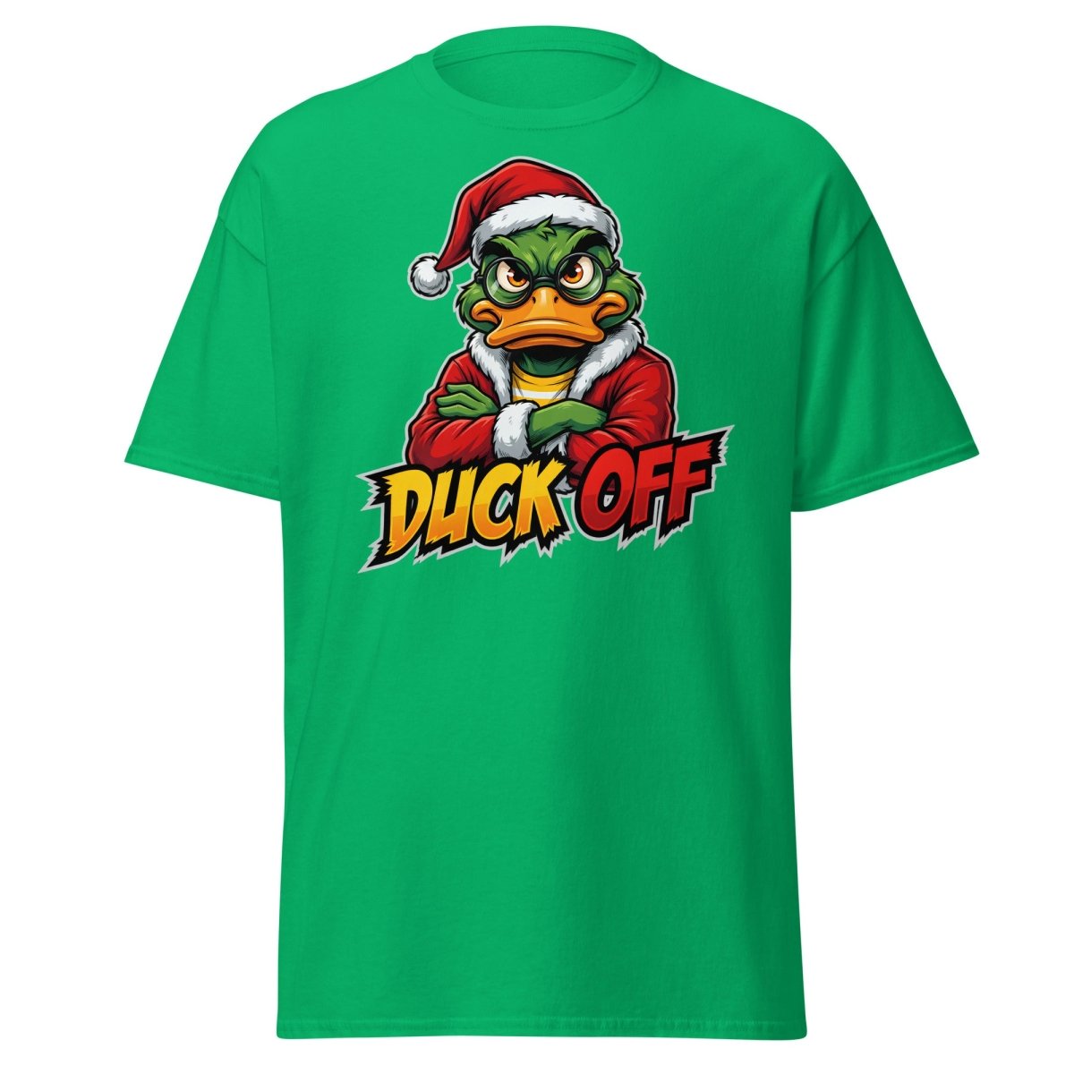 Duck Off Grumpy Santa Duck T-Shirt – Funny Christmas Tee - Irish Green - TeeRipple