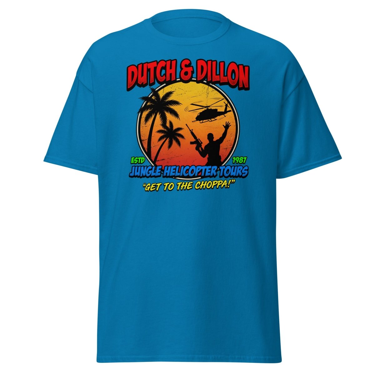Dutch & Dillon Jungle Helicopter Tours T-Shirt - Sapphire - TeeRipple