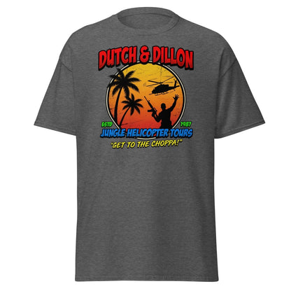 Dutch & Dillon Jungle Helicopter Tours T-Shirt - Dark Heather - TeeRipple