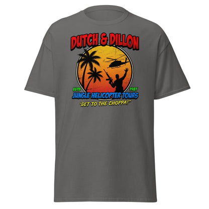 Dutch & Dillon Jungle Helicopter Tours T-Shirt - Charcoal - TeeRipple