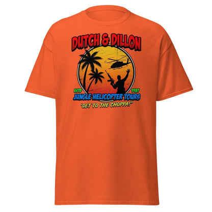 Dutch & Dillon Jungle Helicopter Tours T-Shirt - Orange - TeeRipple