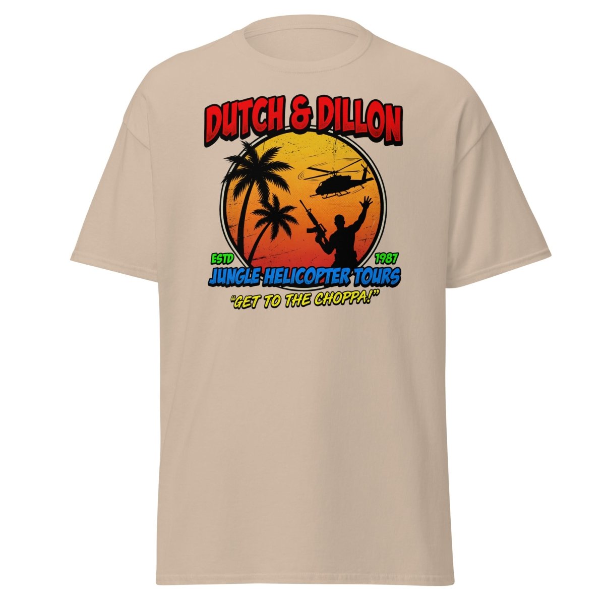 Dutch & Dillon Jungle Helicopter Tours T-Shirt - Sand - TeeRipple