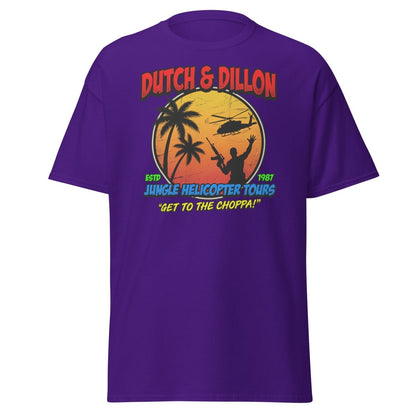 Dutch & Dillon Jungle Helicopter Tours T-Shirt - Purple - TeeRipple