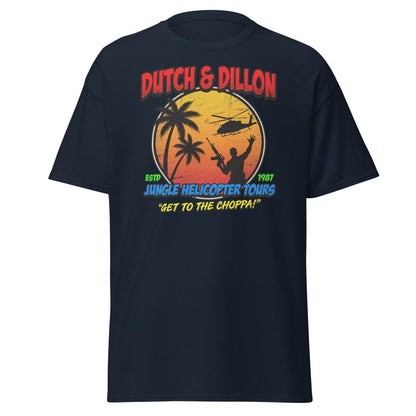 Dutch & Dillon Jungle Helicopter Tours T-Shirt - Navy - TeeRipple