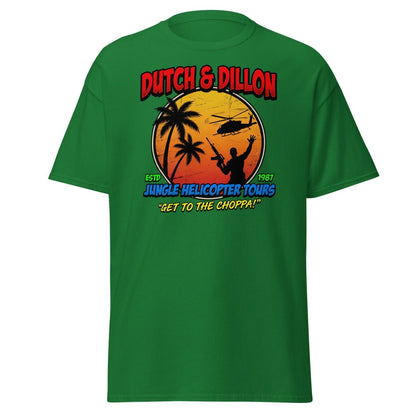 Dutch & Dillon Jungle Helicopter Tours T-Shirt - Turf Green - TeeRipple