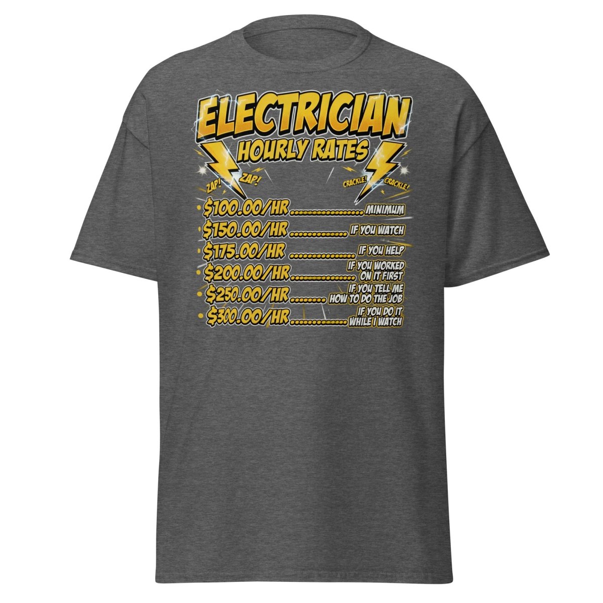 Electrician Hourly Rates Funny T-Shirt - Dark Heather - TeeRipple