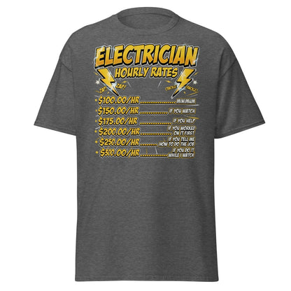 Electrician Hourly Rates Funny T-Shirt - Dark Heather - TeeRipple