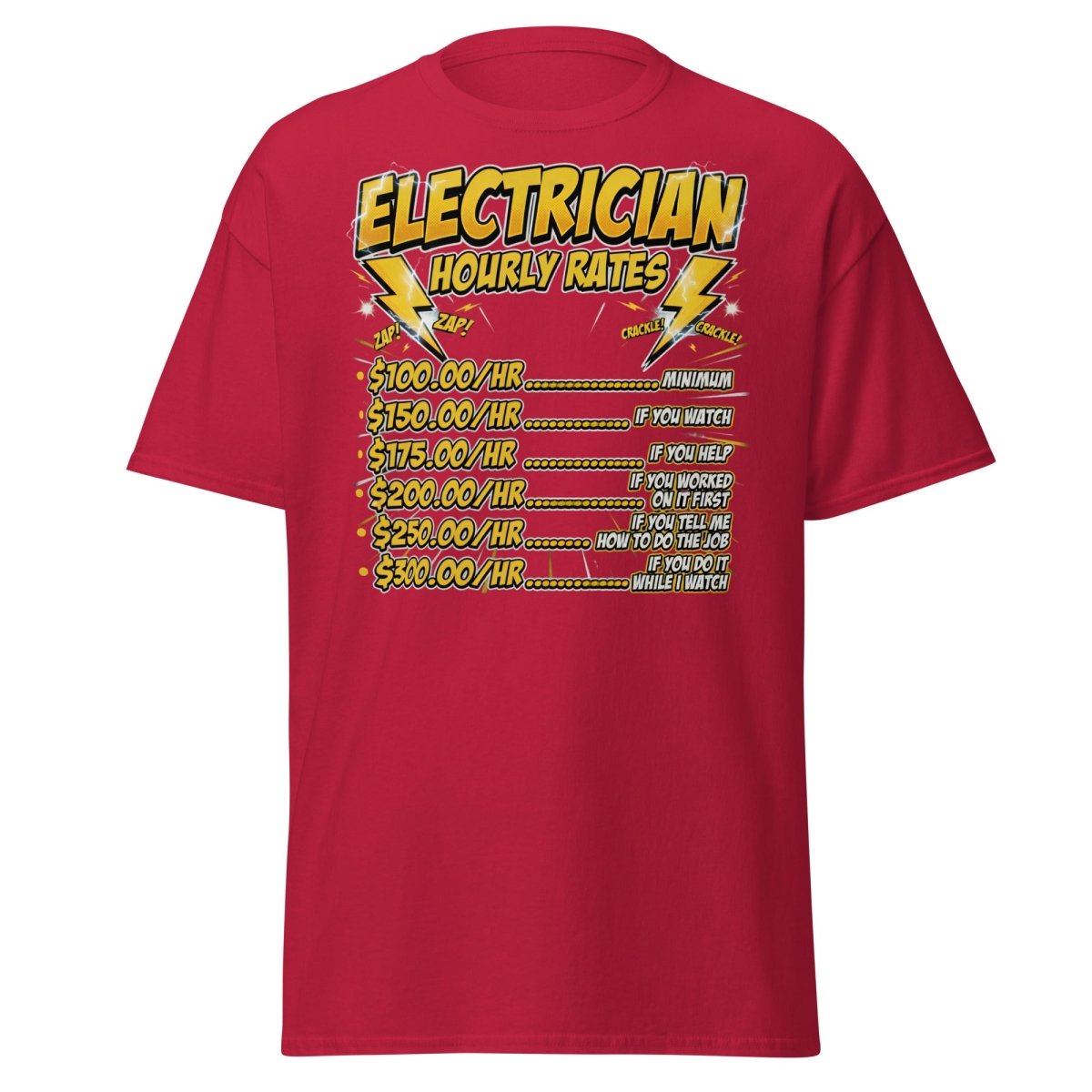 Electrician Hourly Rates Funny T-Shirt - Cardinal - TeeRipple