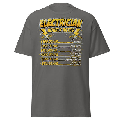 Electrician Hourly Rates Funny T-Shirt - Charcoal - TeeRipple