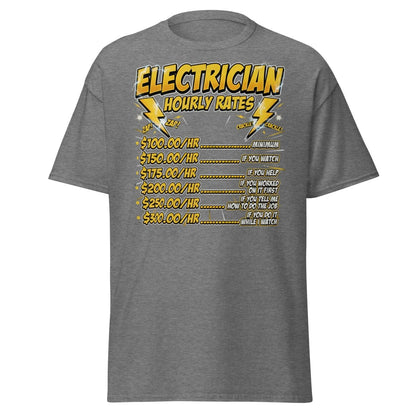 Electrician Hourly Rates Funny T-Shirt - Graphite Heather - TeeRipple
