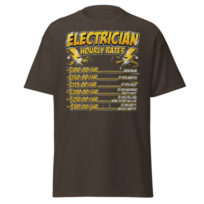 Electrician Hourly Rates Funny T-Shirt - Dark Chocolate - TeeRipple