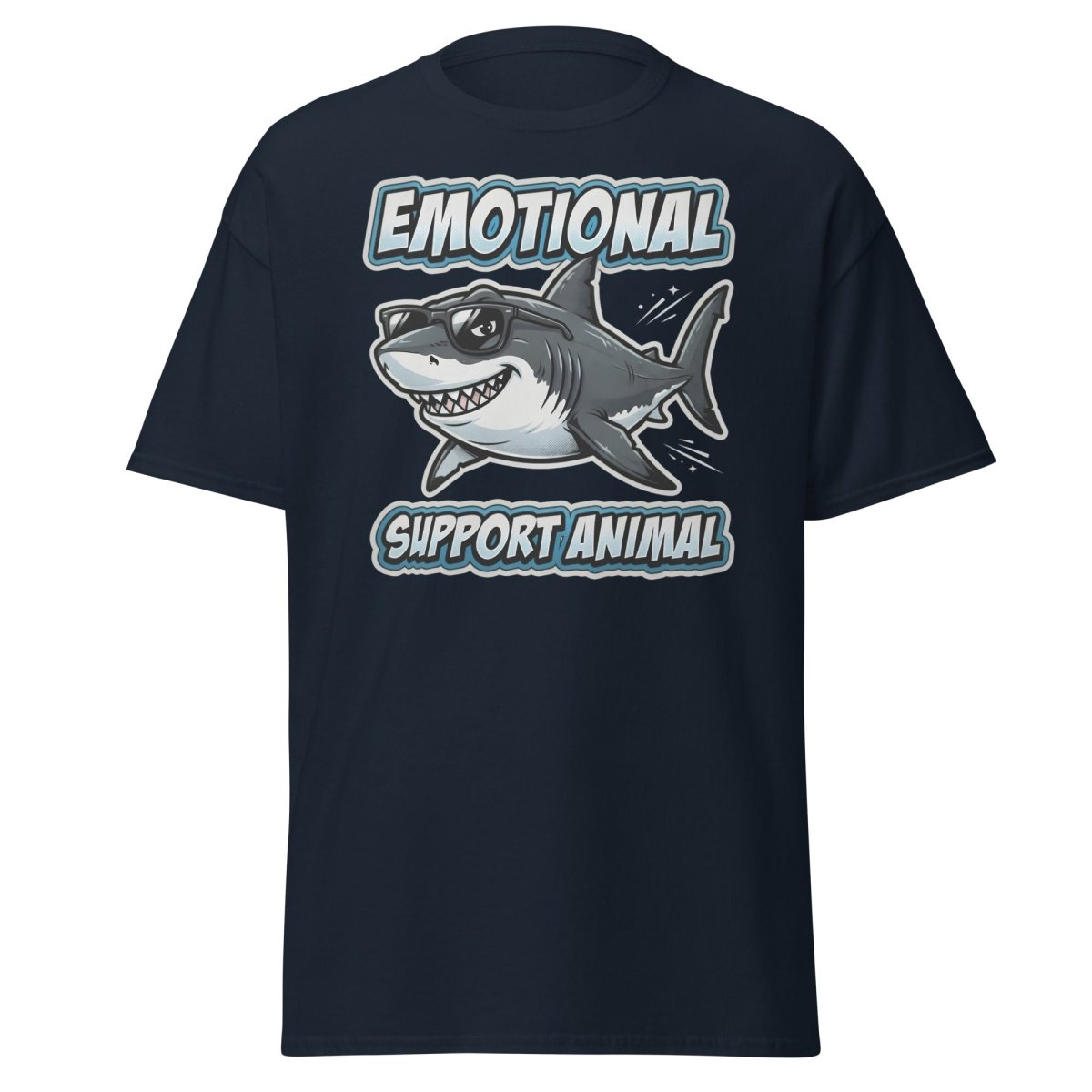 Emotional Support Animal Shark T-Shirt - Funny Cool Tee - Navy - TeeRipple
