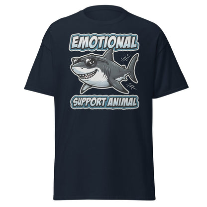 Emotional Support Animal Shark T-Shirt - Funny Cool Tee - Navy - TeeRipple