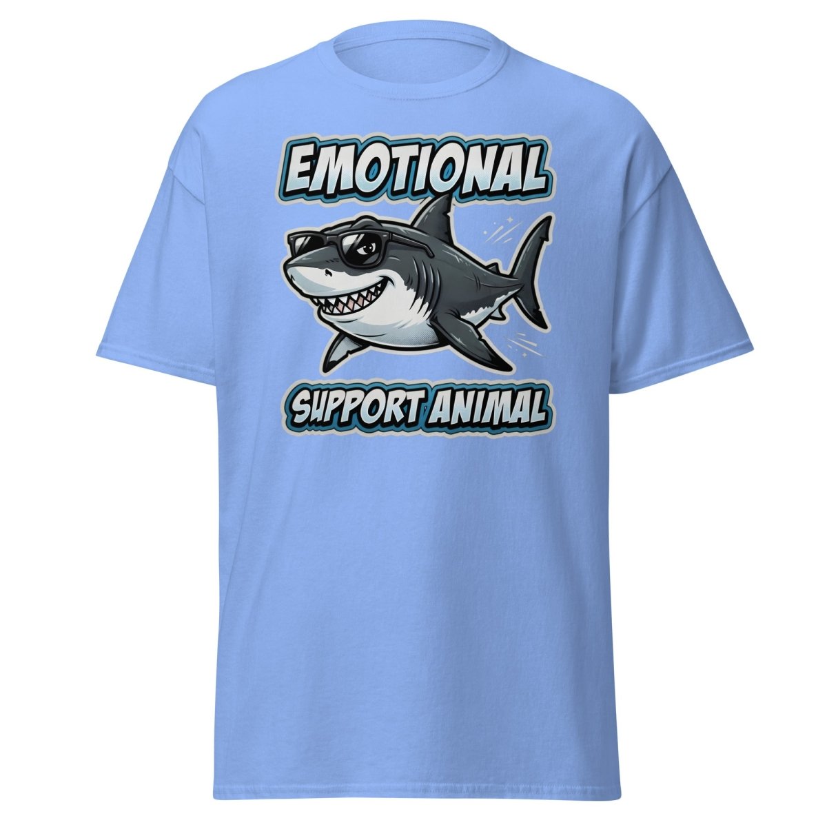 Emotional Support Animal Shark T-Shirt - Funny Cool Tee - Carolina Blue - TeeRipple