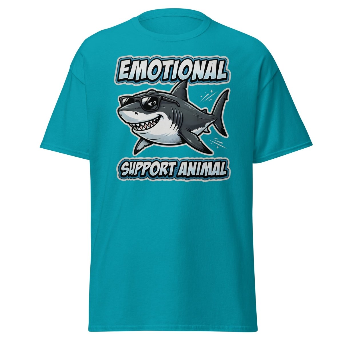 Emotional Support Animal Shark T-Shirt - Funny Cool Tee - Tropical Blue - TeeRipple