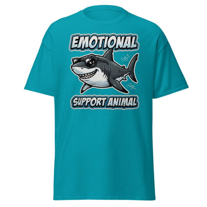 Emotional Support Animal Shark T-Shirt - Funny Cool Tee - Tropical Blue - TeeRipple