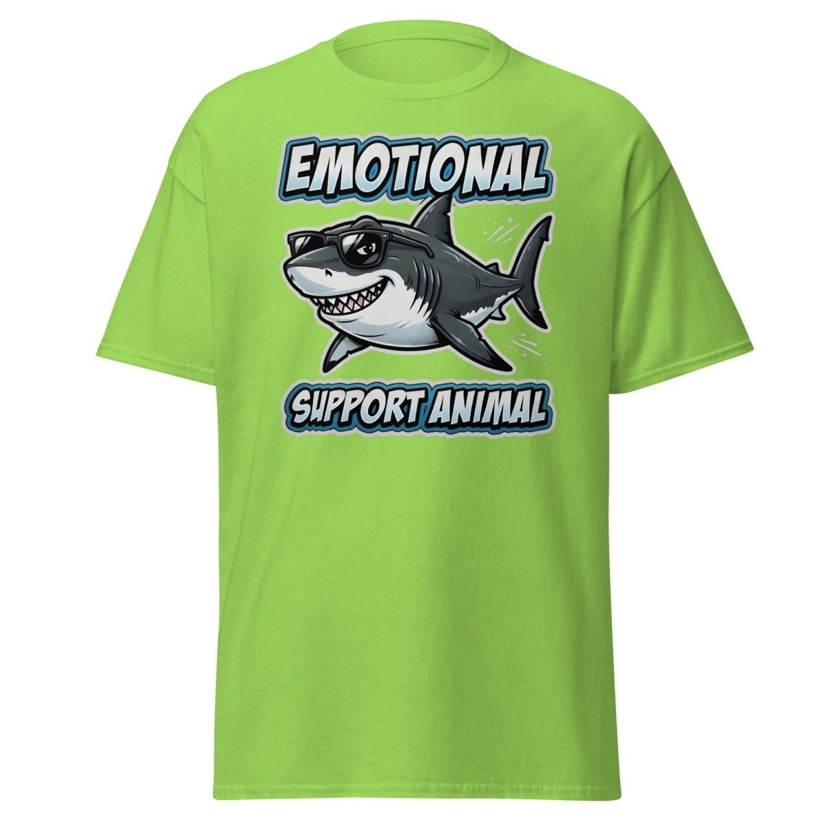 Emotional Support Animal Shark T-Shirt - Funny Cool Tee - Lime - TeeRipple