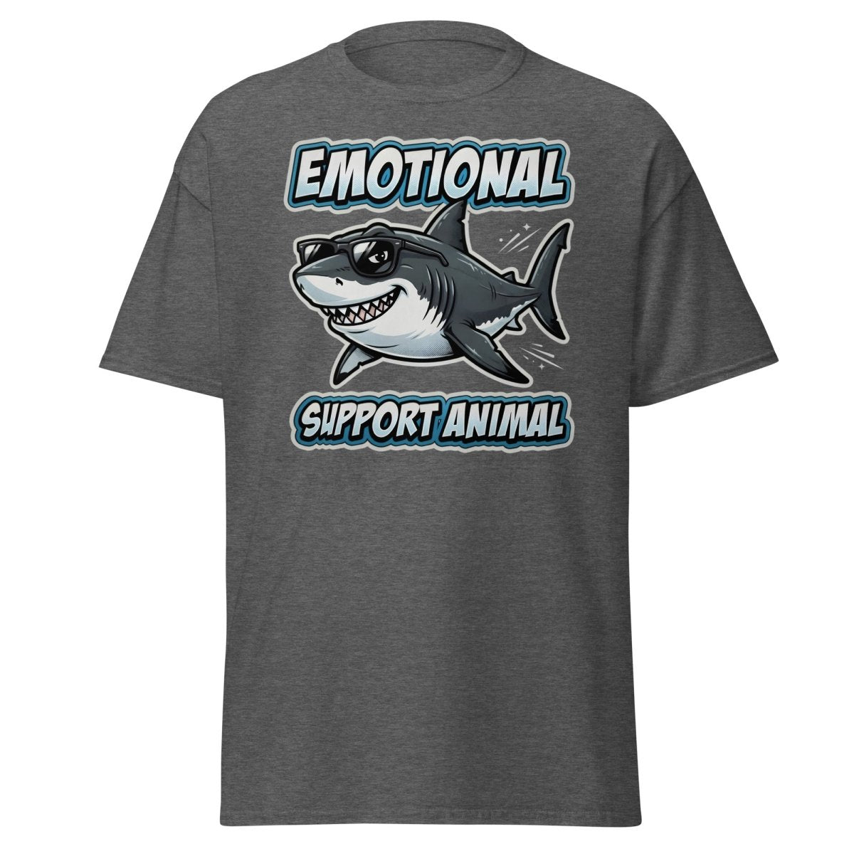 Emotional Support Animal Shark T-Shirt - Funny Cool Tee - Dark Heather - TeeRipple
