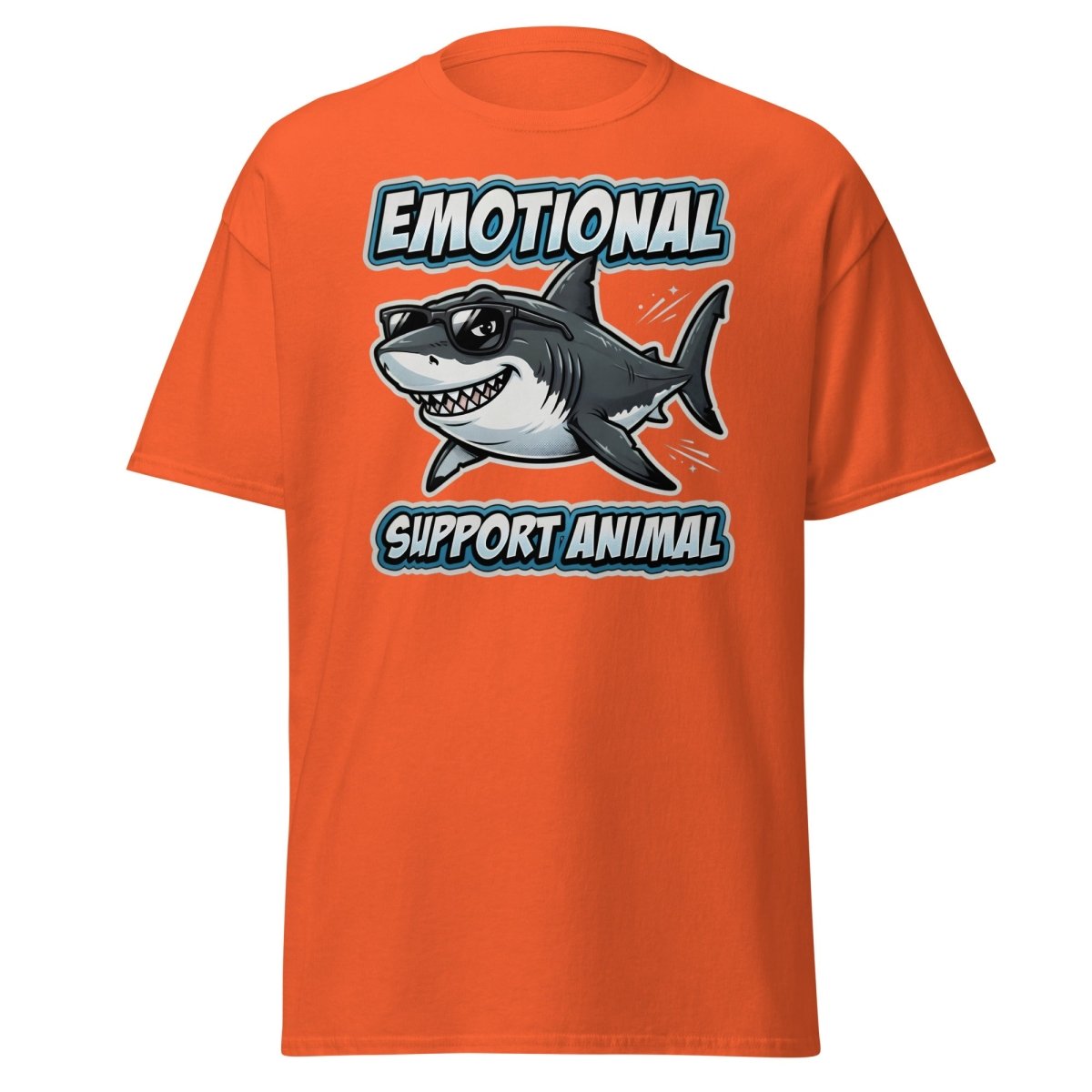 Emotional Support Animal Shark T-Shirt - Funny Cool Tee - Orange - TeeRipple