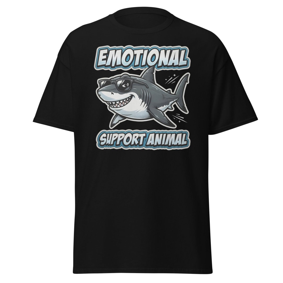 Emotional Support Animal Shark T-Shirt - Funny Cool Tee - Black - TeeRipple