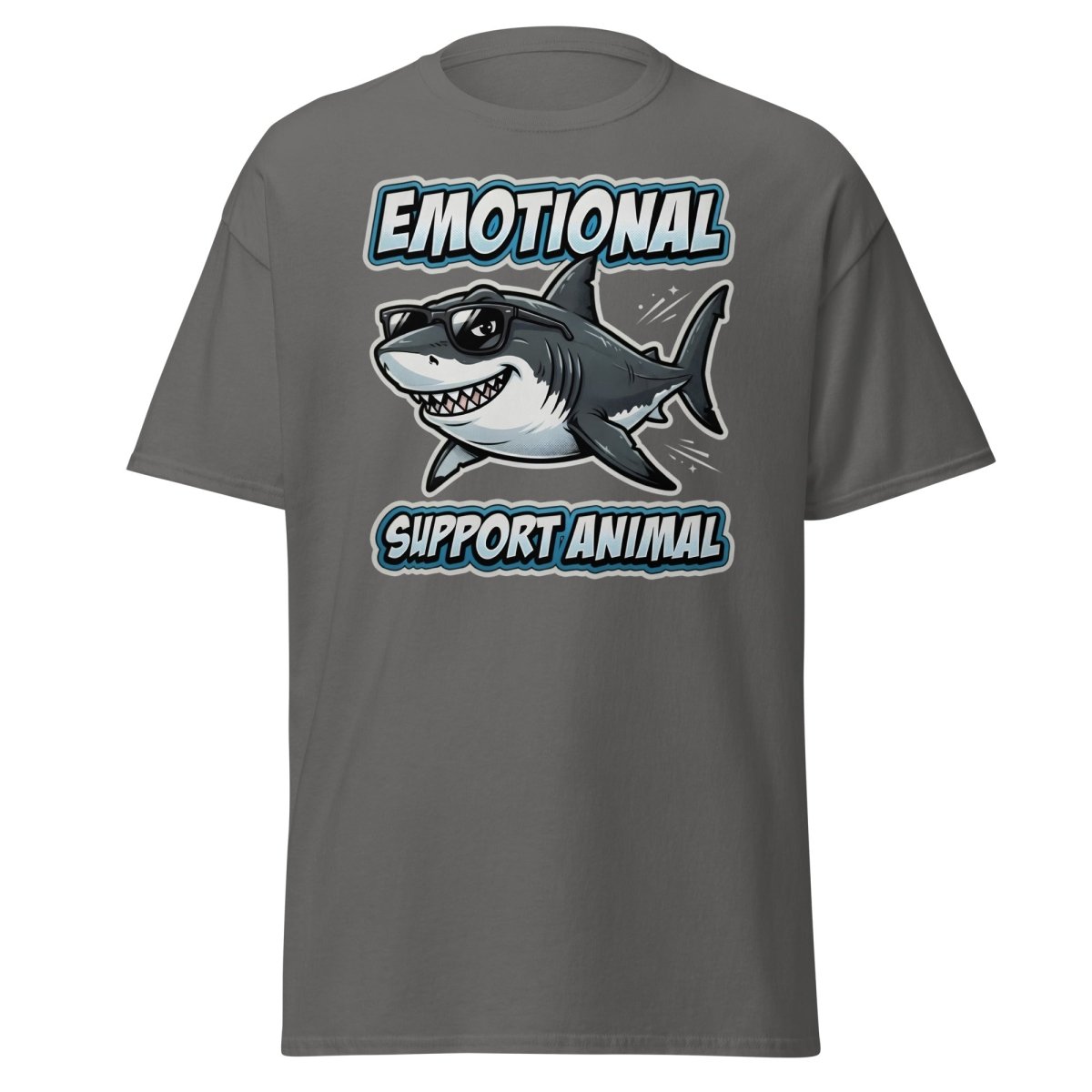 Emotional Support Animal Shark T-Shirt - Funny Cool Tee - Charcoal - TeeRipple