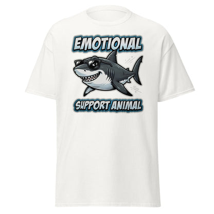 Emotional Support Animal Shark T-Shirt - Funny Cool Tee - White - TeeRipple