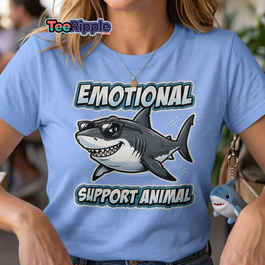 Emotional Support Animal Shark T-Shirt - Funny Cool Tee - Maroon - TeeRipple