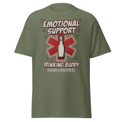 Emotional Support Drinking Buddy Beer T-Shirt Funny - Military Green - TeeRipple