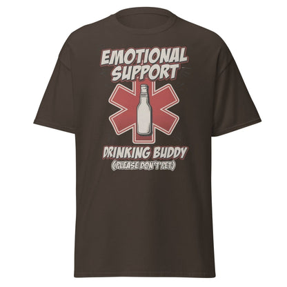 Emotional Support Drinking Buddy Beer T-Shirt Funny - Dark Chocolate - TeeRipple