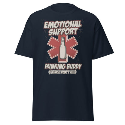 Emotional Support Drinking Buddy Beer T-Shirt Funny - Navy - TeeRipple