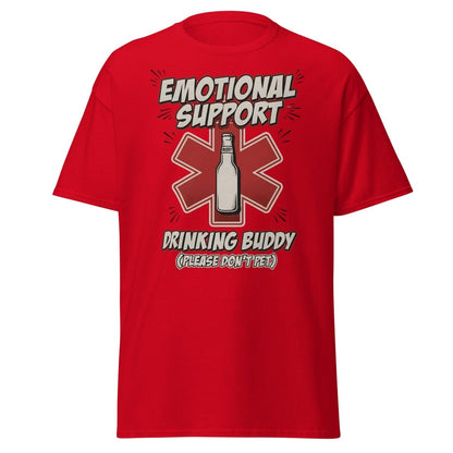 Emotional Support Drinking Buddy Beer T-Shirt Funny - Red - TeeRipple