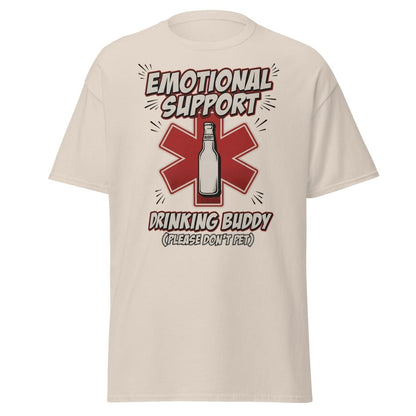 Emotional Support Drinking Buddy Beer T-Shirt Funny - Natural - TeeRipple