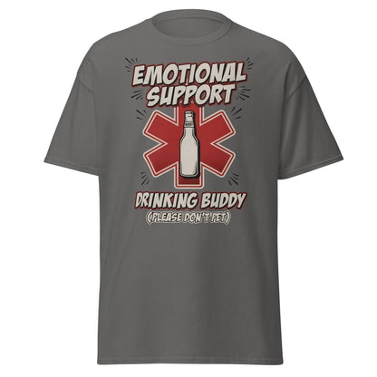 Emotional Support Drinking Buddy Beer T-Shirt Funny - Charcoal - TeeRipple