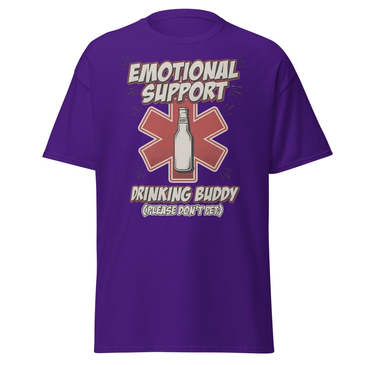 Emotional Support Drinking Buddy Beer T-Shirt Funny - Purple - TeeRipple