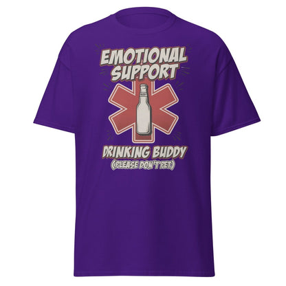 Emotional Support Drinking Buddy Beer T-Shirt Funny - Purple - TeeRipple