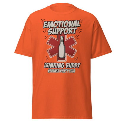Emotional Support Drinking Buddy Beer T-Shirt Funny - Orange - TeeRipple